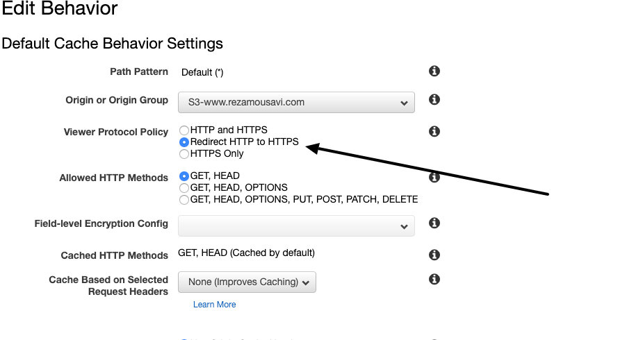 CloudFront settings for HTTP or HTTPS