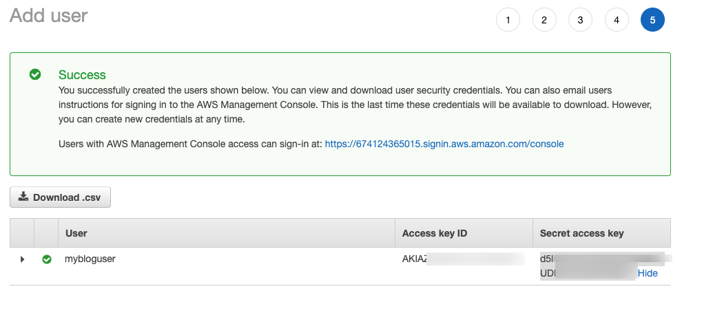 Access and Secret Key for automatic upload to S3